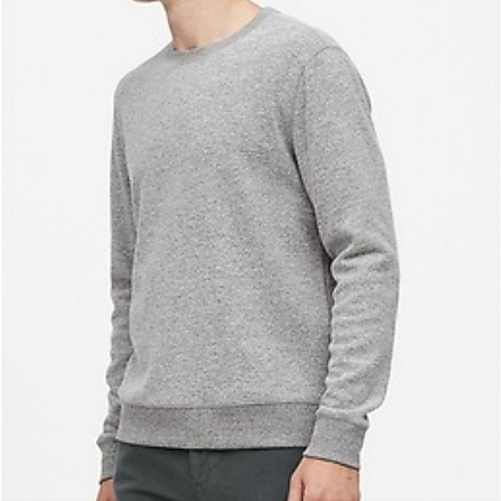 Banana Republic Men's Gray Ultra-soft Waffle-knit Pullover Crew Long Sleeve Top